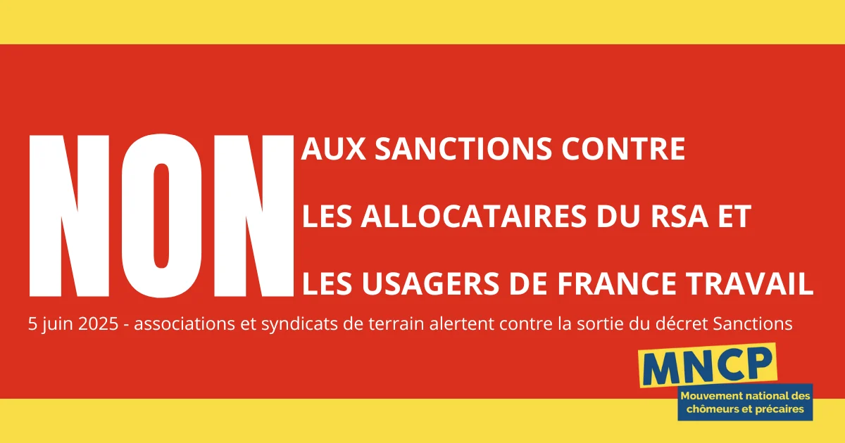 COMMUNIQUE - Non aux sanctions contre les allocataires du RSA et les usagers de France Travail